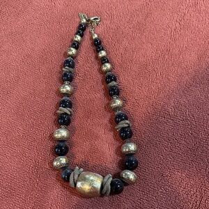 Elegant Black and Gold Beaded Necklace 10”L